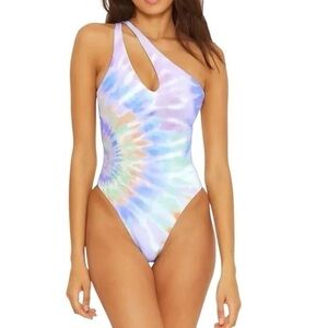 ISABELLA ROSE Joni Asymmetrical One-piece Swimsuit In Multi Size Medium NWT
